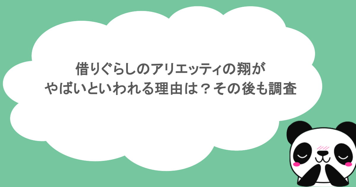 借りぐらしのアリエッティの翔がやばいといわれる理由は？その後も調査